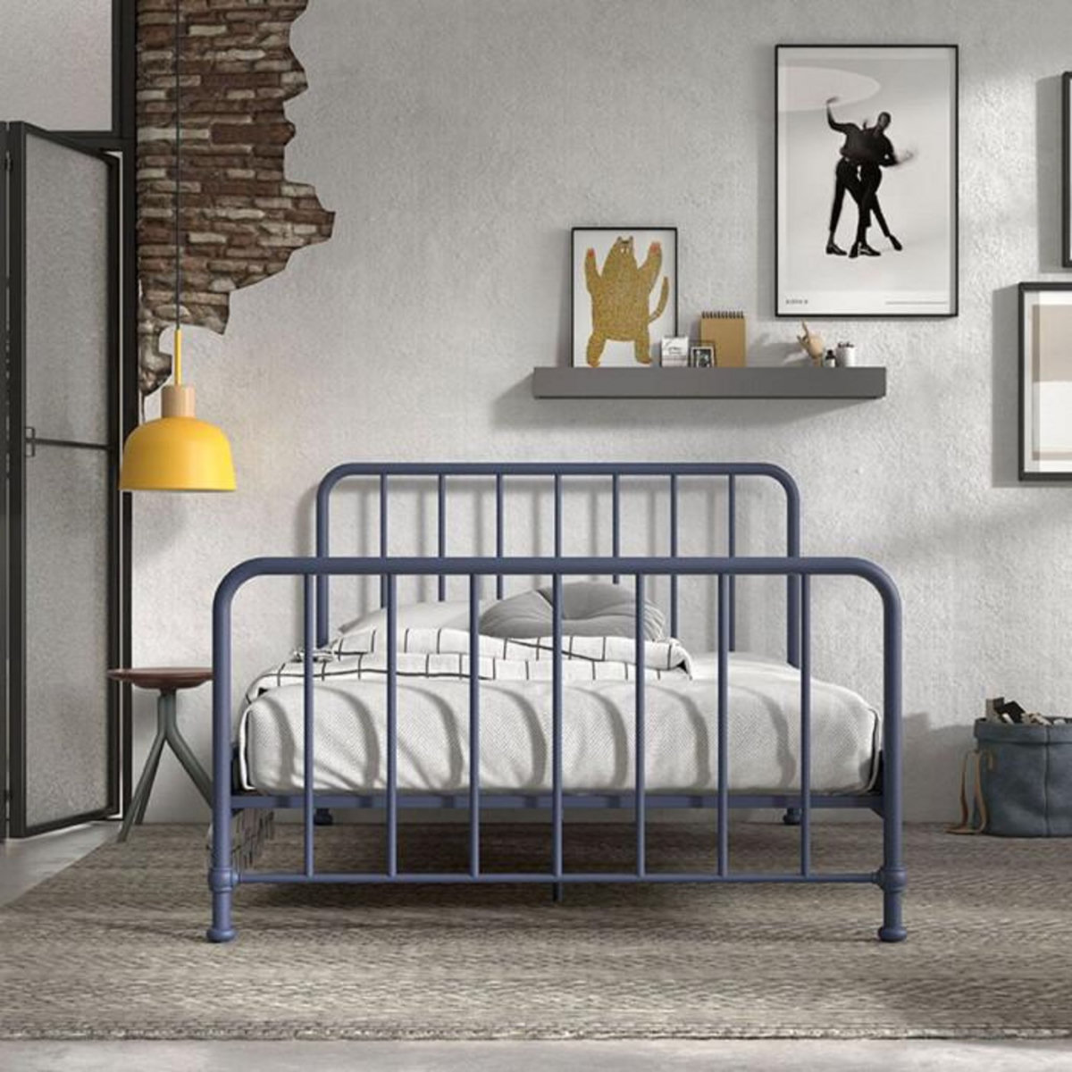 Paris Prix Lit Enfant  Bronxx  140x200cm Bleu Mat