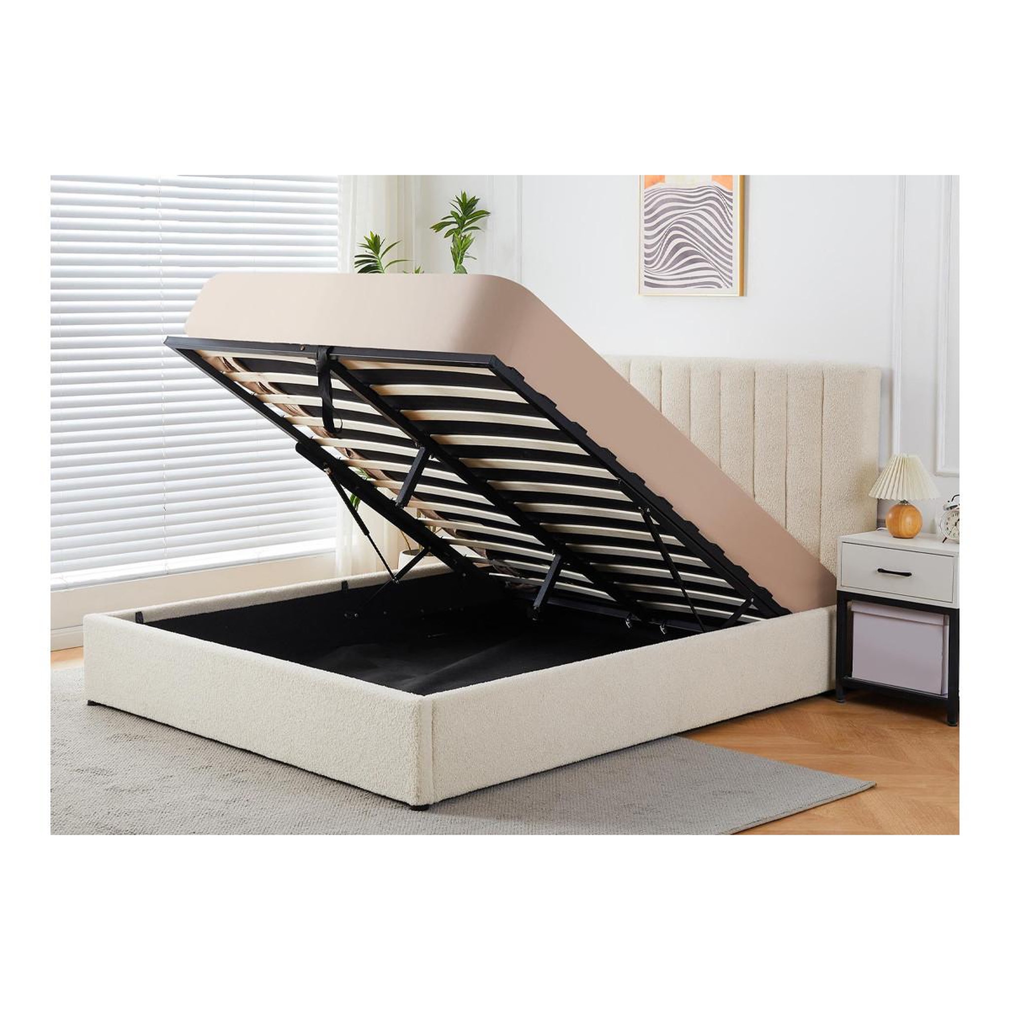 Voir la diapositive 5 : Paris Prix Lit coffre design bouclette  songa  180x200cm beige