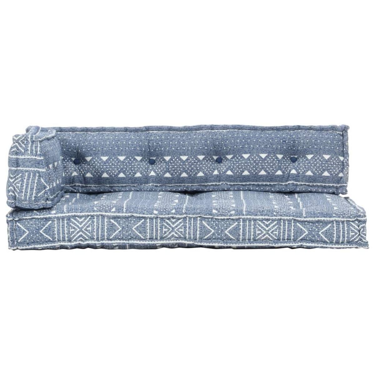 VIDAXL Coussin de canape palette Indigo Tissu Patchwork