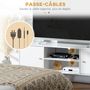 Voir la diapositive 6 : HOMCOM Meuble TV style scandinave 2 portes 2 niches passe-fils piètement bois pin panneaux blanc