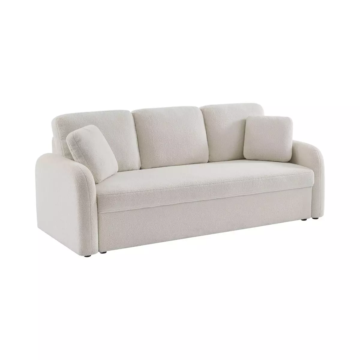 SWEEEK Canapé 3 places cosy rond. tissu bouclettes blanches. Milano. L 210 x P 85 x H 85cm