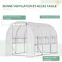 Voir la diapositive 3 : OUTSUNNY Serre de jardin tunnel 6 m² 6 fenêtres porte zippée acier galvanisé PE blanc