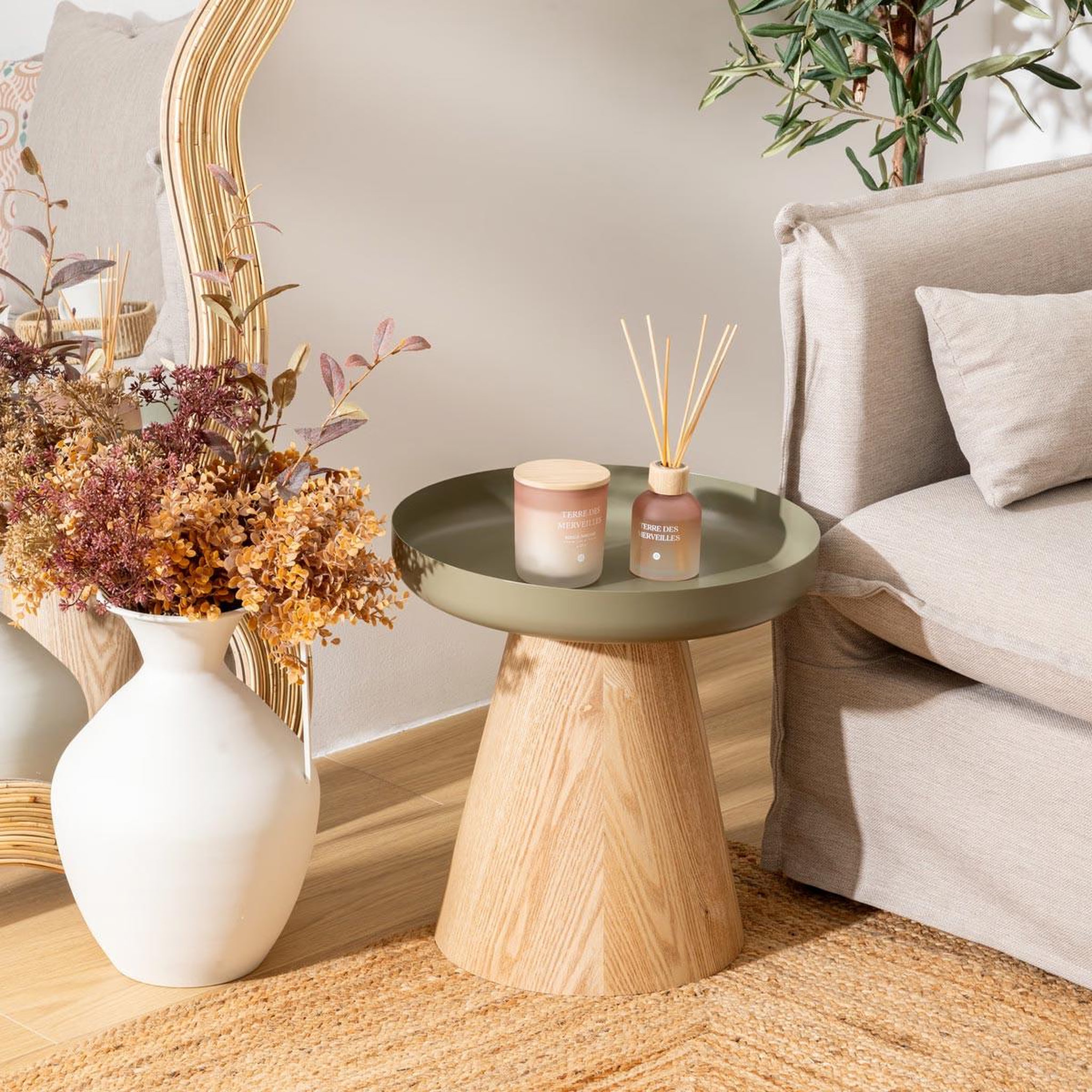 Voir la diapositive 5 : ATMOSPHERA Table d'appoint design  hercyna  41cm vert de gris
