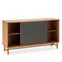 Voir la diapositive 2 : VS VENTA-STOCK Buffet Magnus 2 portes coulissantes couleur Gris, bois massif, 140 cm Largeur