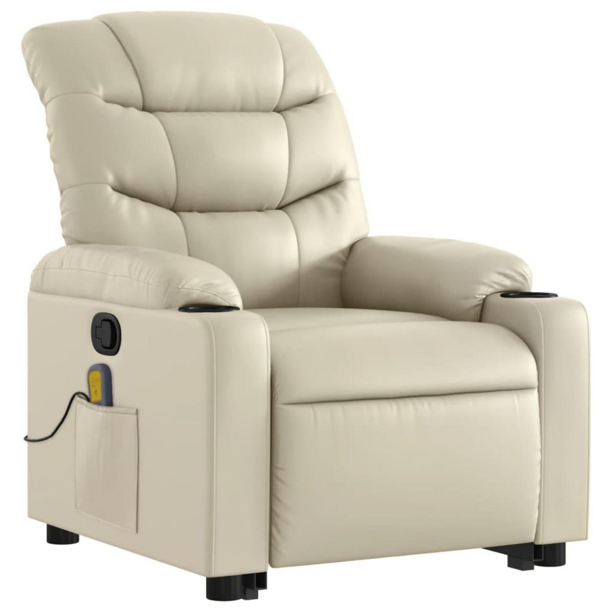 VIDAXL Fauteuil inclinable de massage Creme Similicuir