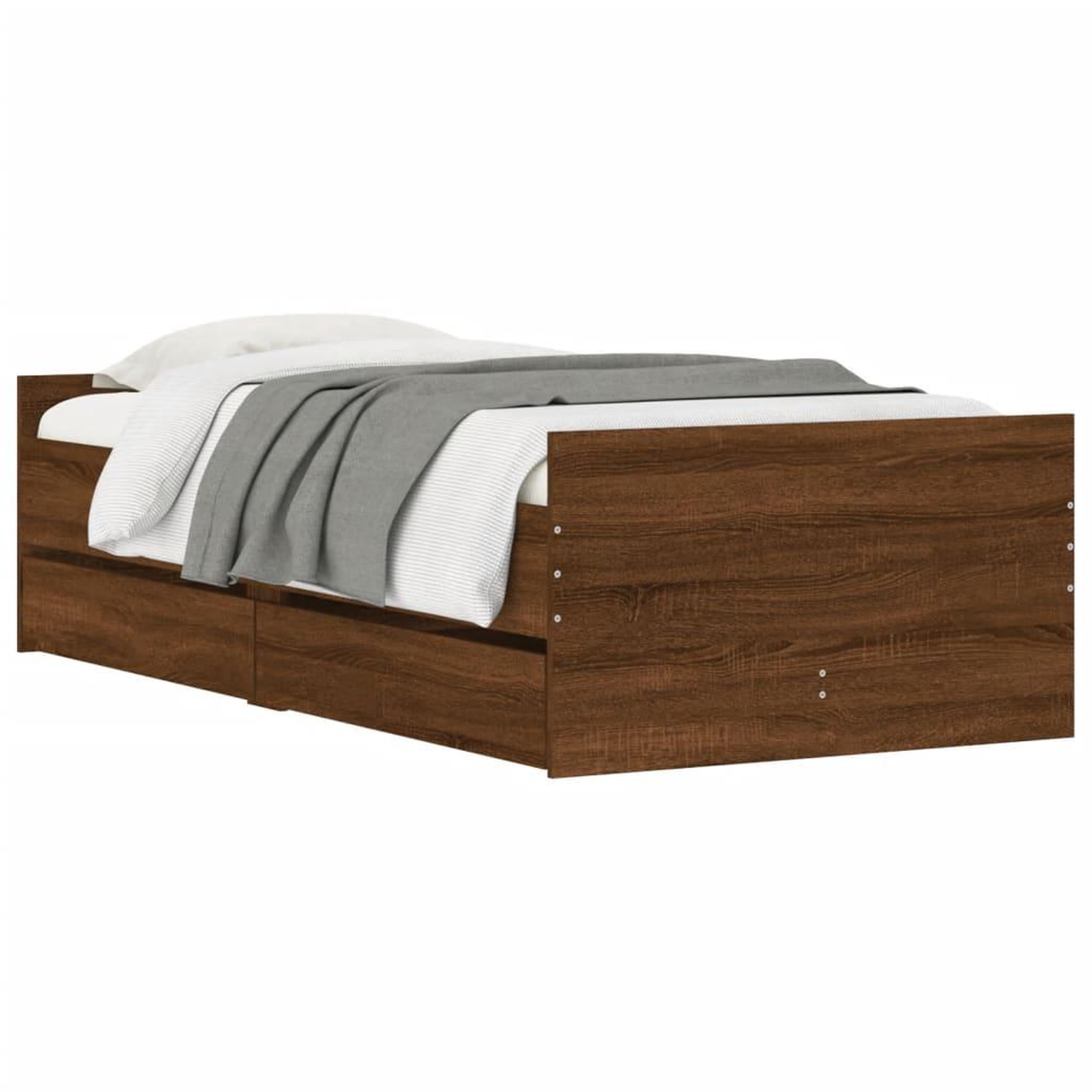 Voir la diapositive 3 : VIDAXL Cadre de lit avec tiroirs sans matelas chene marron 90x190 cm