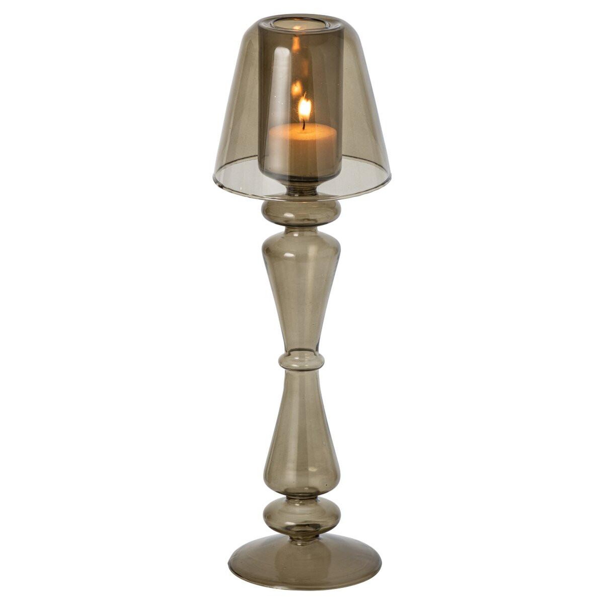 Voir la diapositive 2 : J-LINE Photophore Lampe en Verre  Silje  31cm Vert Olive