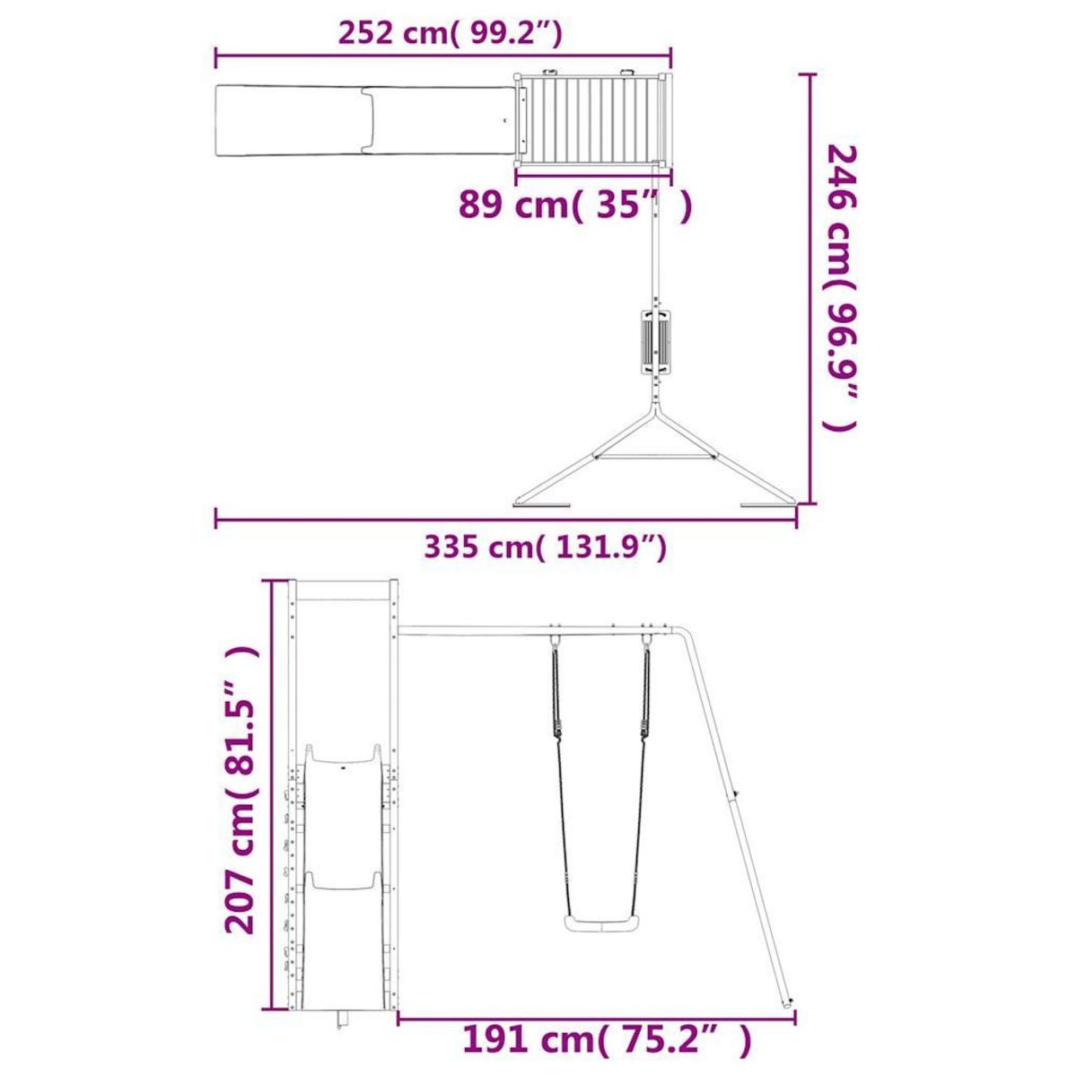 VIDAXL Aire de jeux d'exterieur bois de pin massif