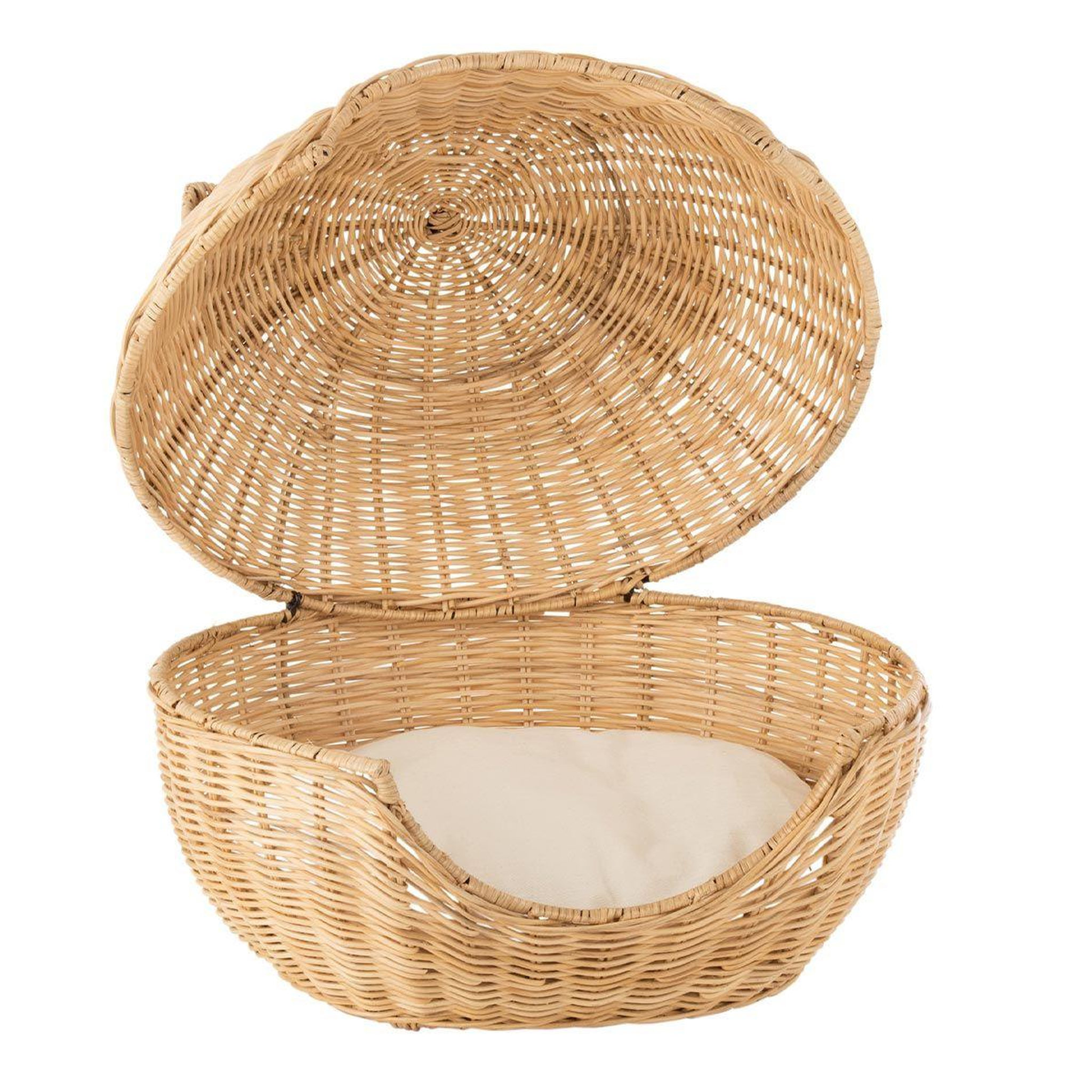 Voir la diapositive 2 : J-LINE Panier pour chat en rotin  coussin  60cm beige