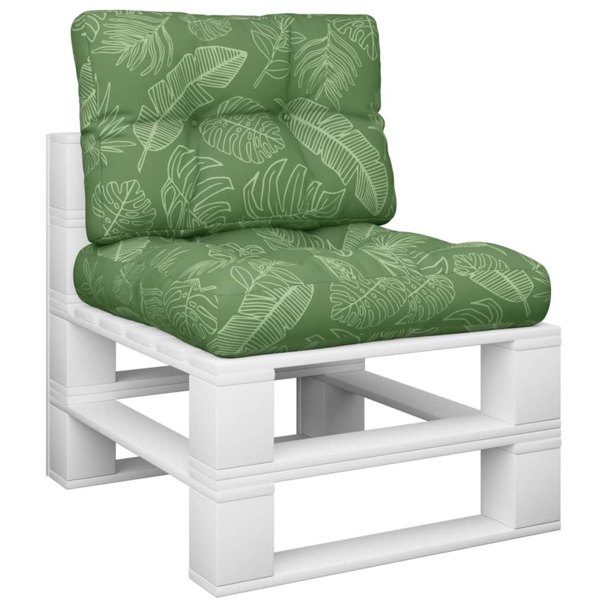 Voir la diapositive 3 : VIDAXL Coussins de palette lot de 2 motif de feuilles tissu