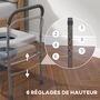 Voir la diapositive 4 : HOMCOM Chaise percée - Chaise de douche percée - hauteur réglable, seau amovible pliable - antidérapante - alu PVC gris