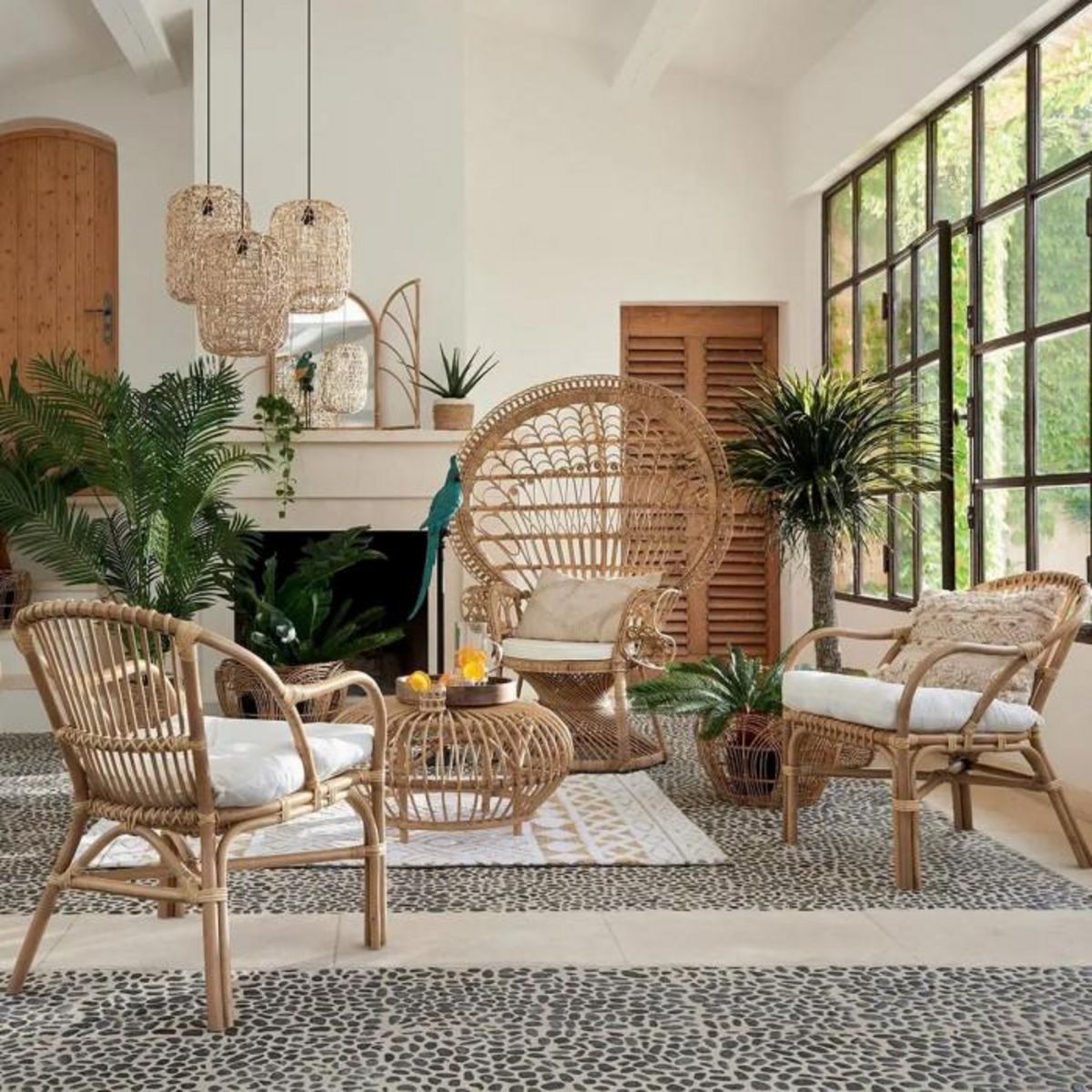 ATMOSPHERA Fauteuil Design en Rotin  Neta  77cm Naturel