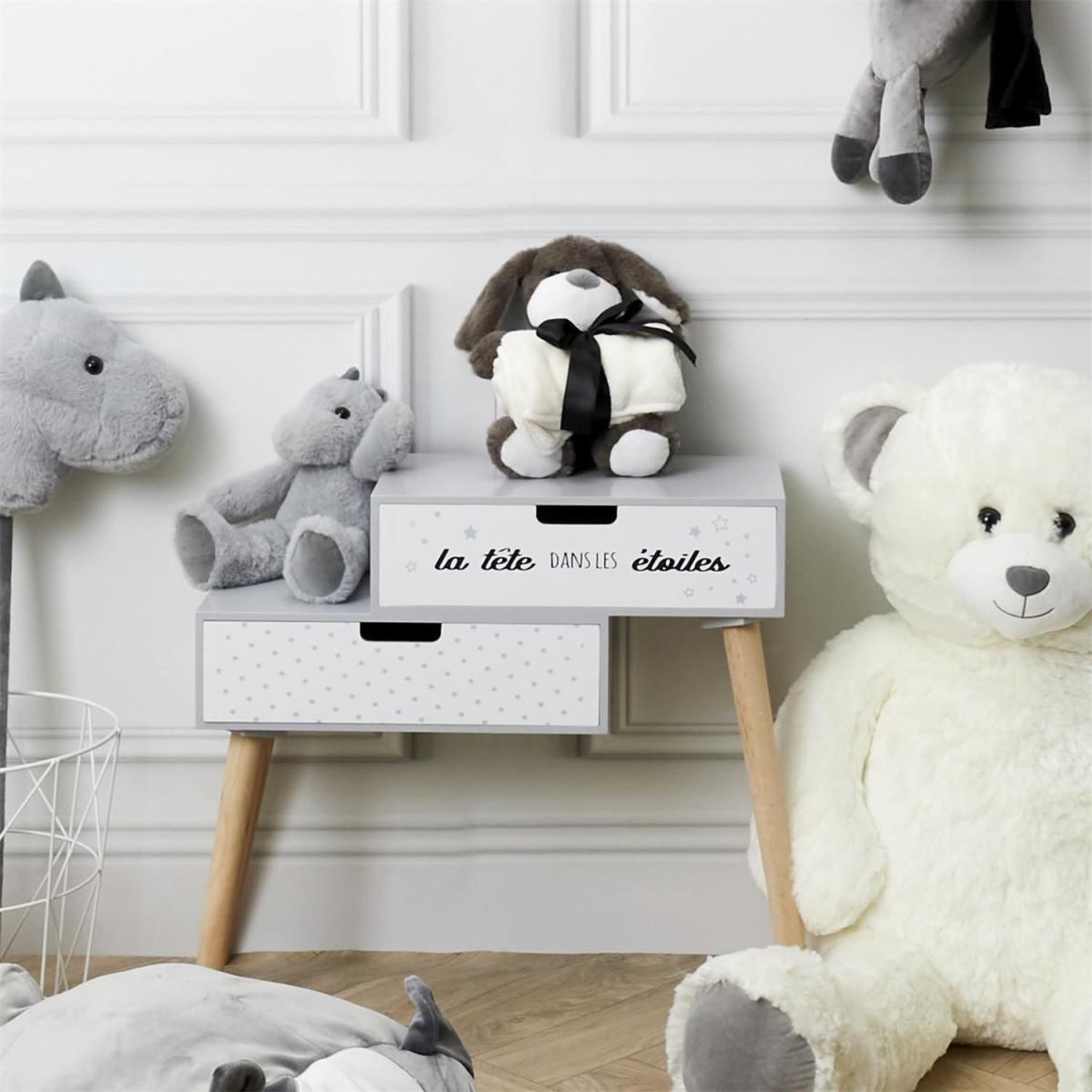 Voir la diapositive 2 : Tom & Zoé Peluche & Plaid Enfant  Chien  70x70cm Gris