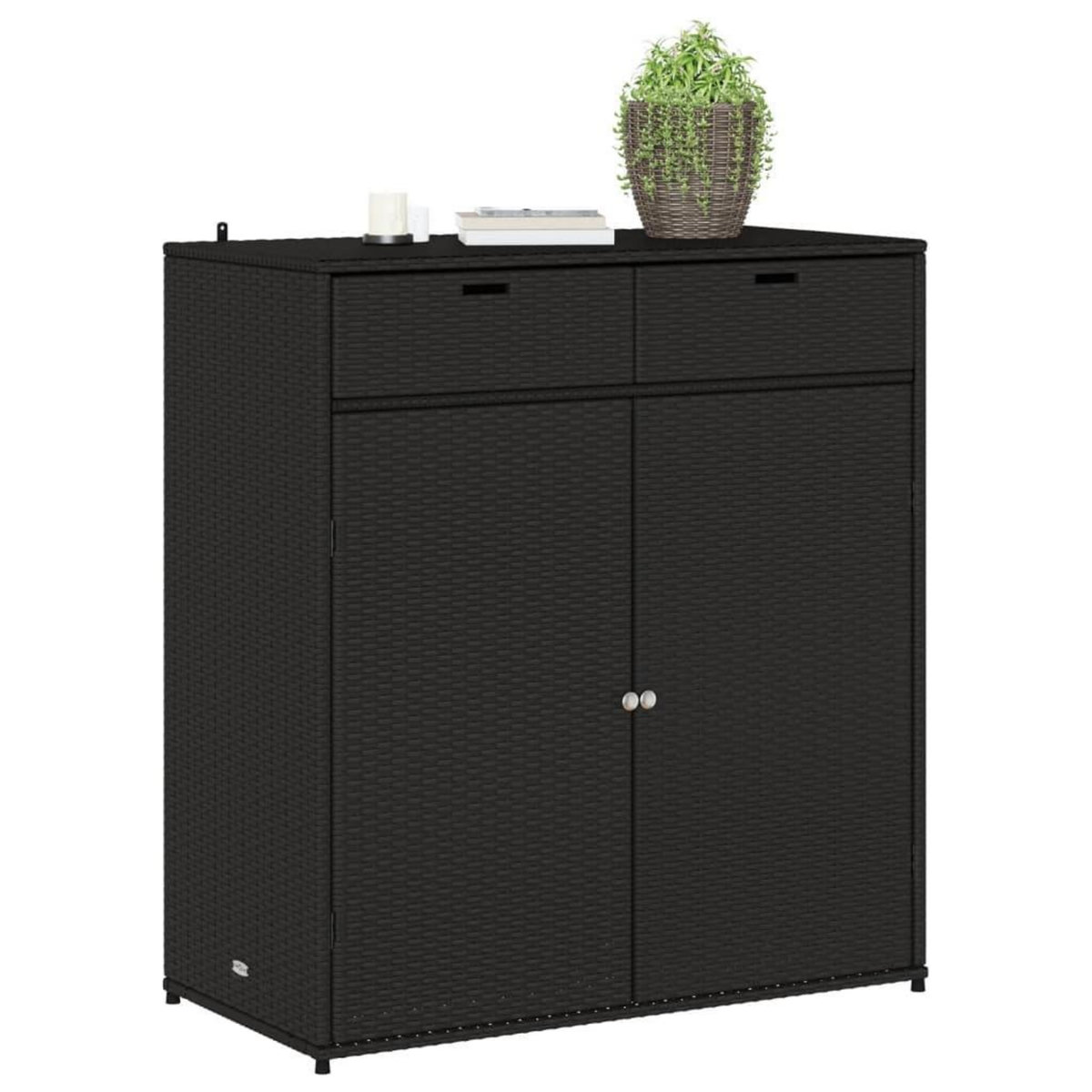 VIDAXL Armoire de rangement de jardin noir 105x55x113cm resine tressee