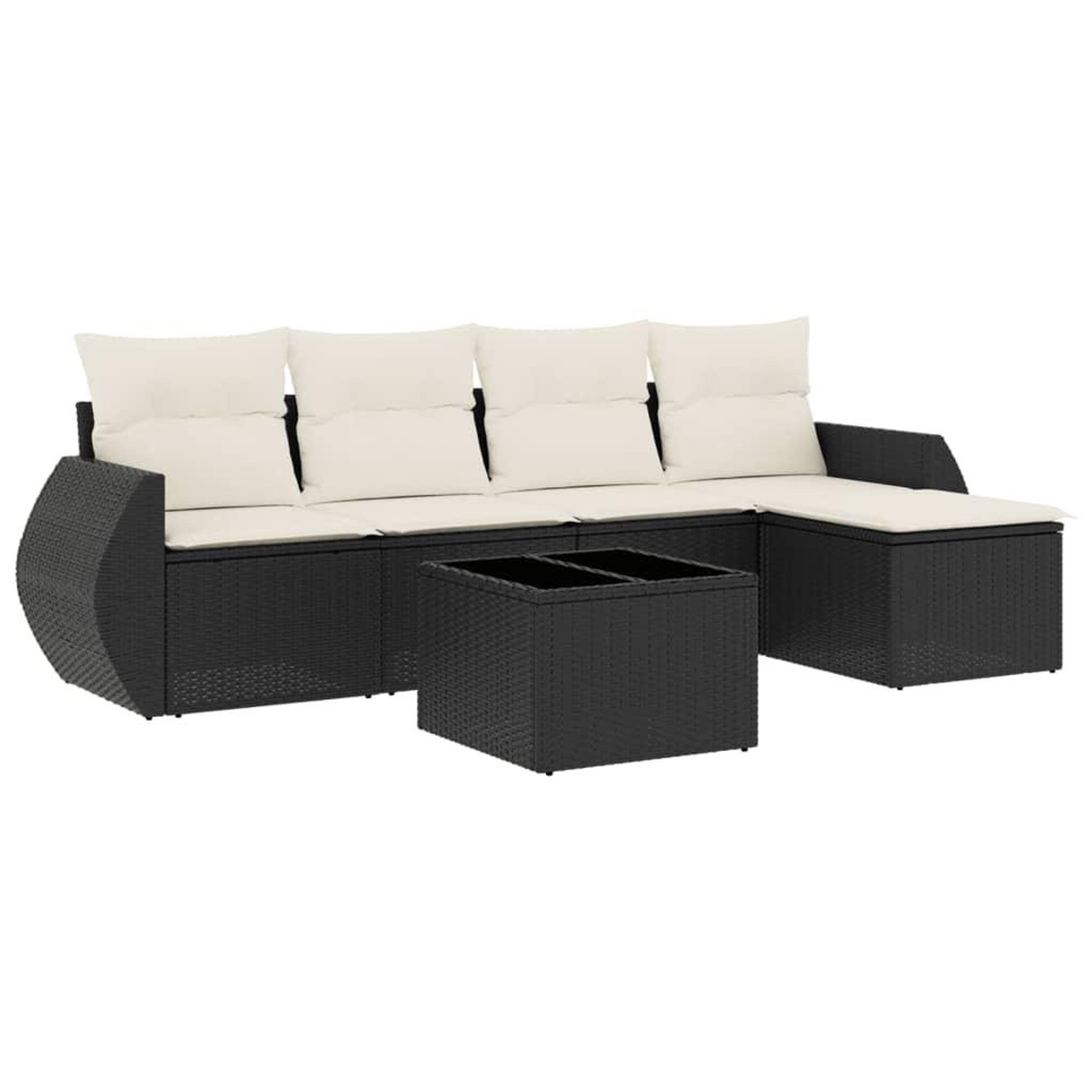 Voir la diapositive 2 : VIDAXL Salon de jardin 6 pcs avec coussins noir resine tressee