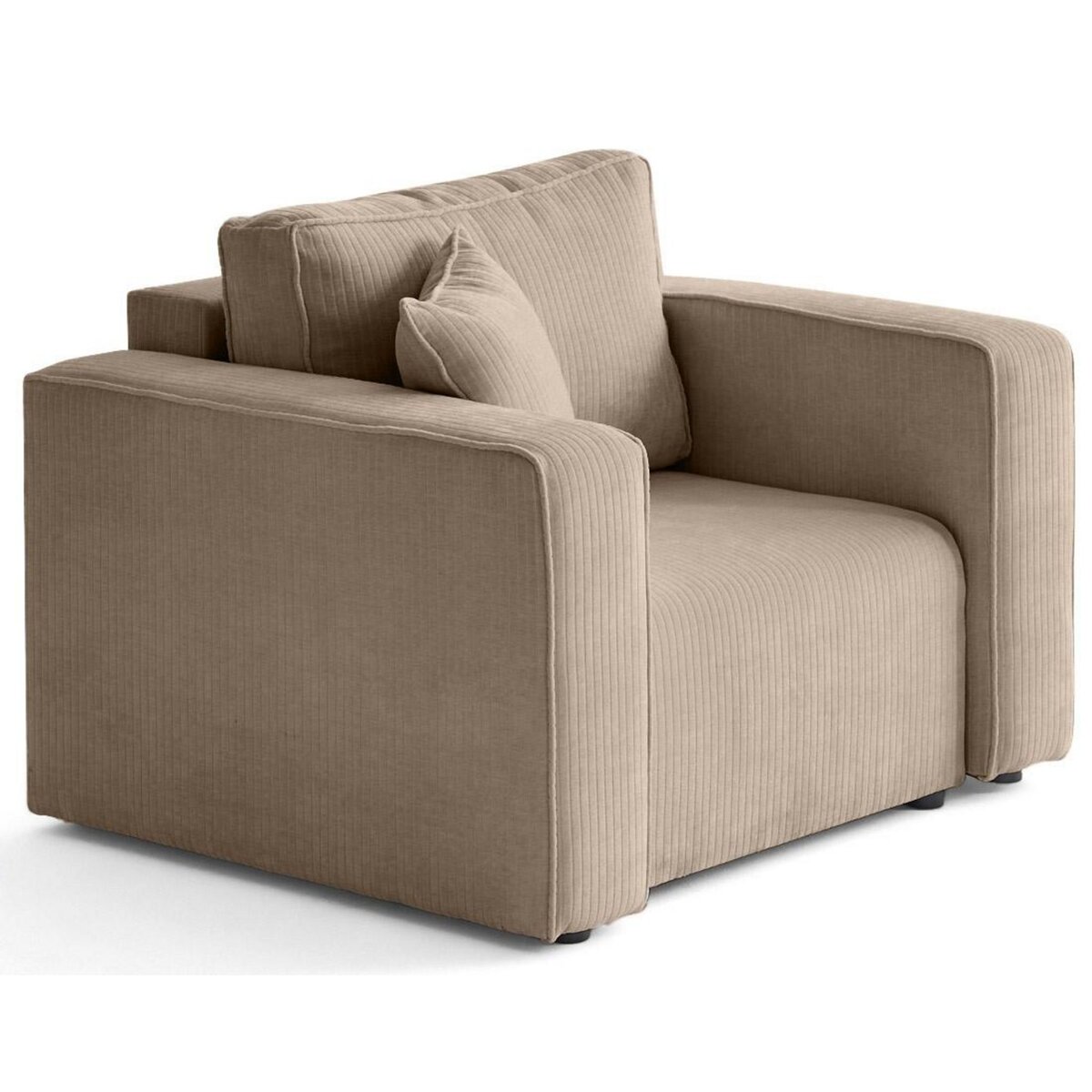 BEST MOBILIER Topaze - fauteuil en velours côtelé plat