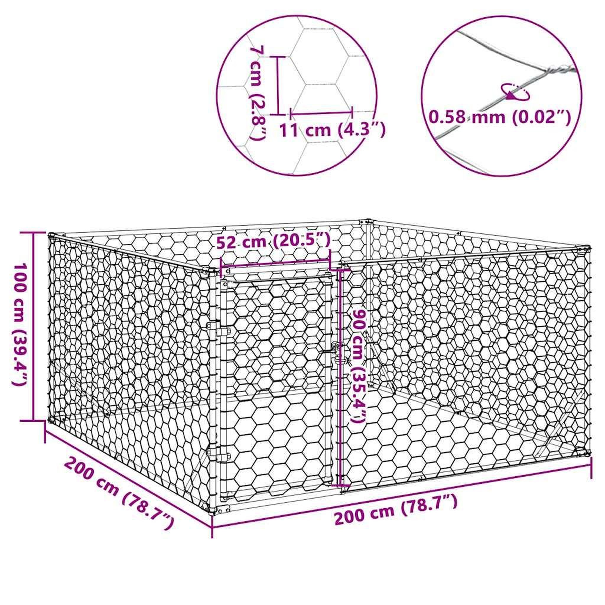 Voir la diapositive 6 : VIDAXL Chenil d'exterieur pour chiens porte 2x2x1 m acier galvanise