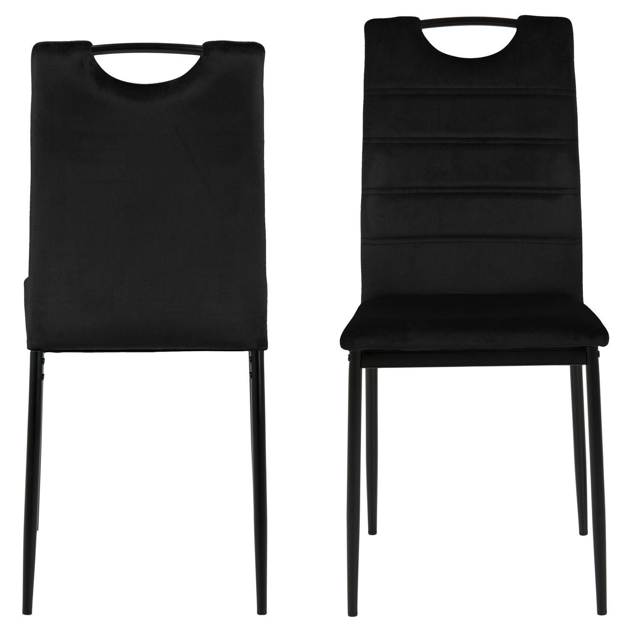 Voir la diapositive 4 : TOILINUX Lot de 4 Chaises de salle à manger Dina effet velours et métal