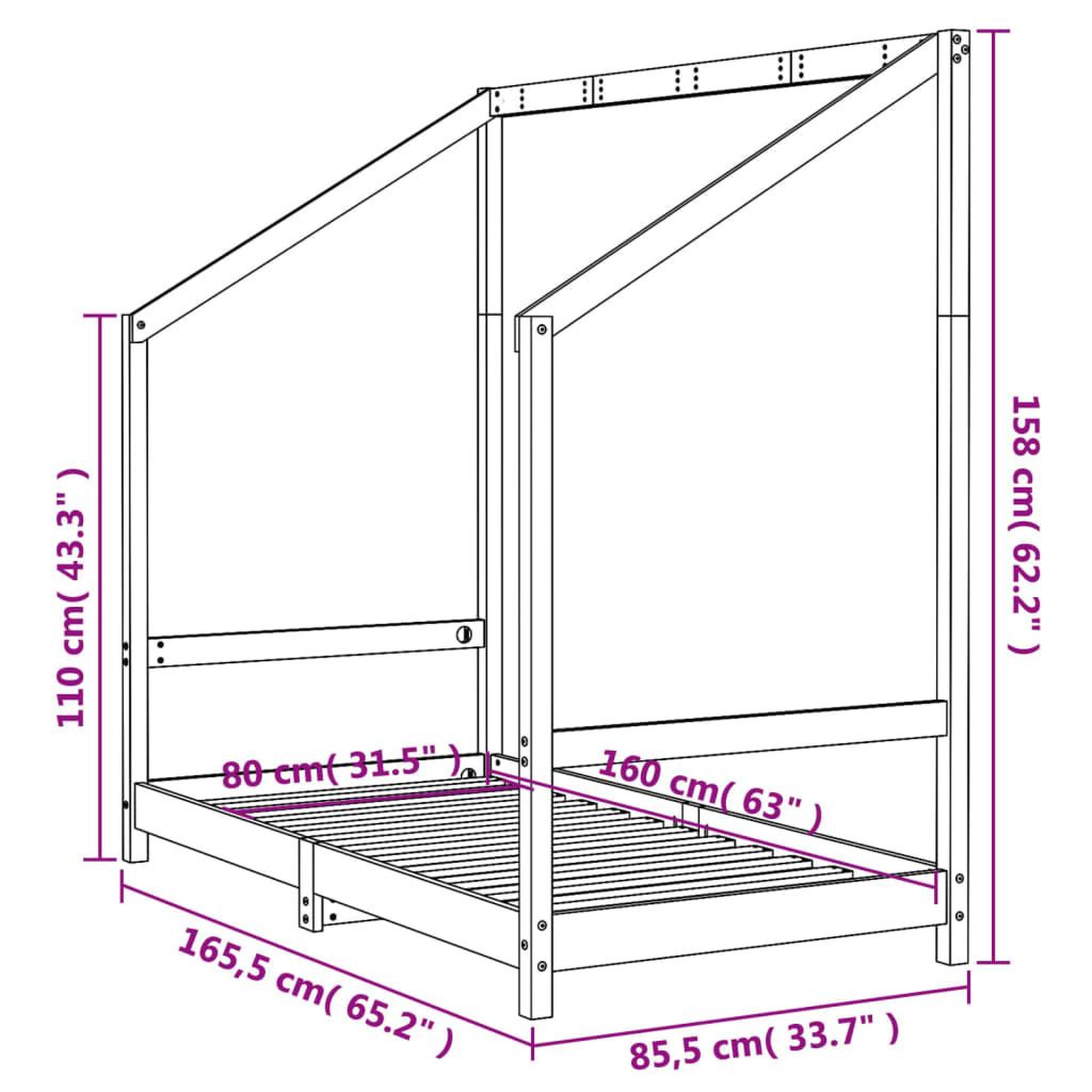 Voir la diapositive 6 : VIDAXL Cadre de lit pour enfant 80x160 cm bois de pin massif