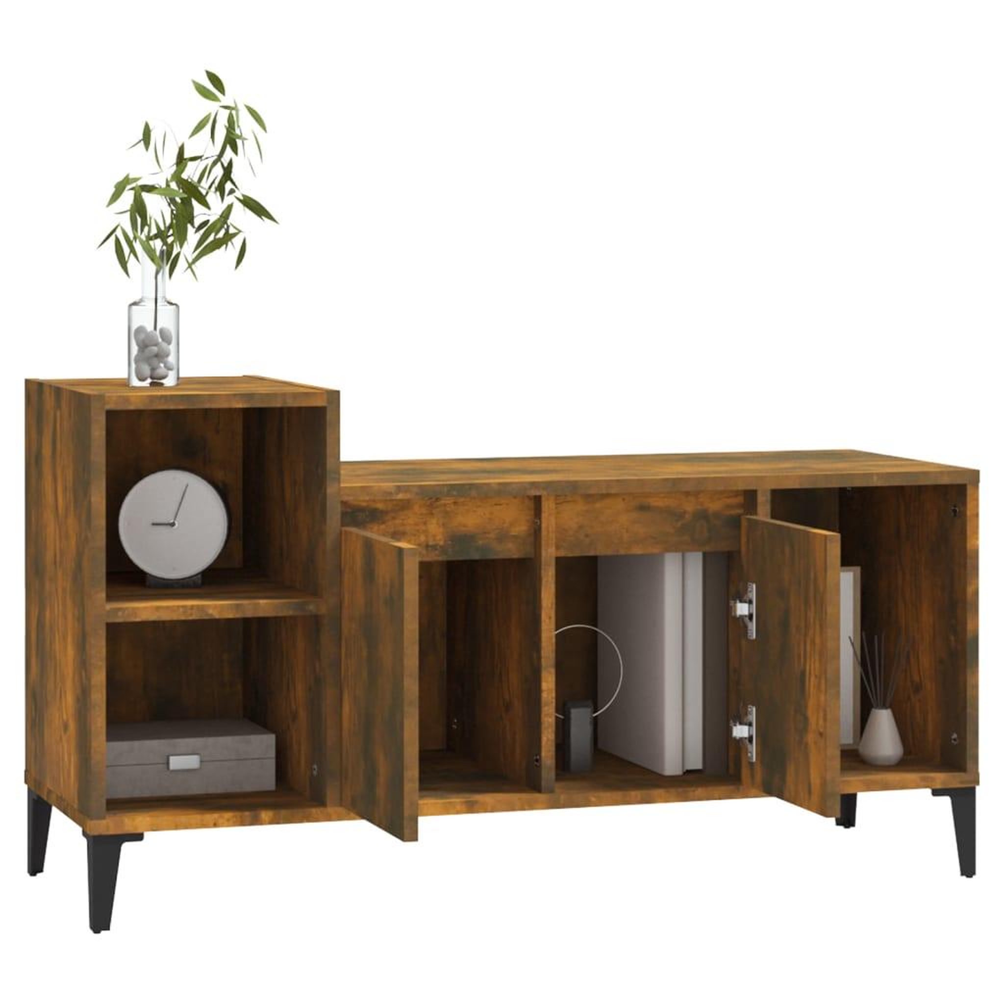 Voir la diapositive 4 : VIDAXL Meuble TV Chene fume 100x35x55 cm Bois d'ingenierie