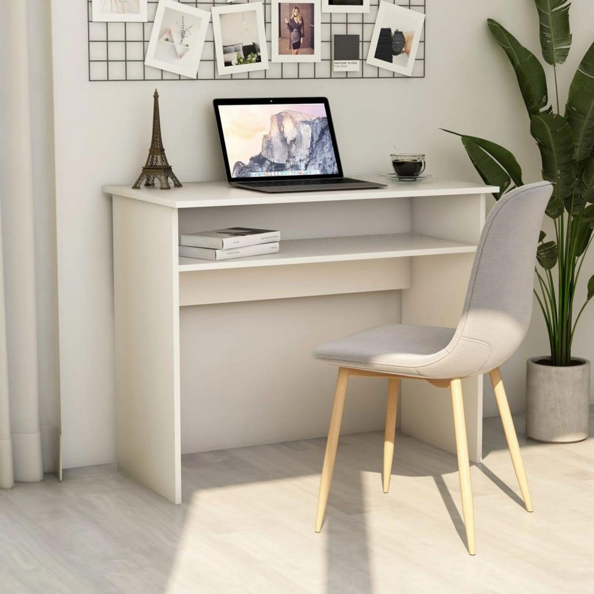 VIDAXL Bureau Blanc 90x50x74 cm Bois d'ingenierie