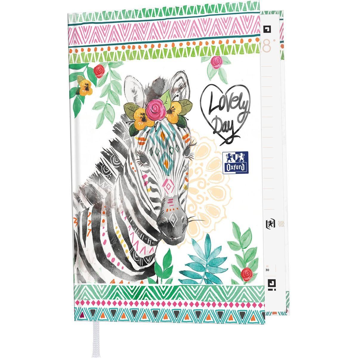 OXFORD Agenda scolaire journalier 12x18cm Boho Chic Zèbre 2023-2024