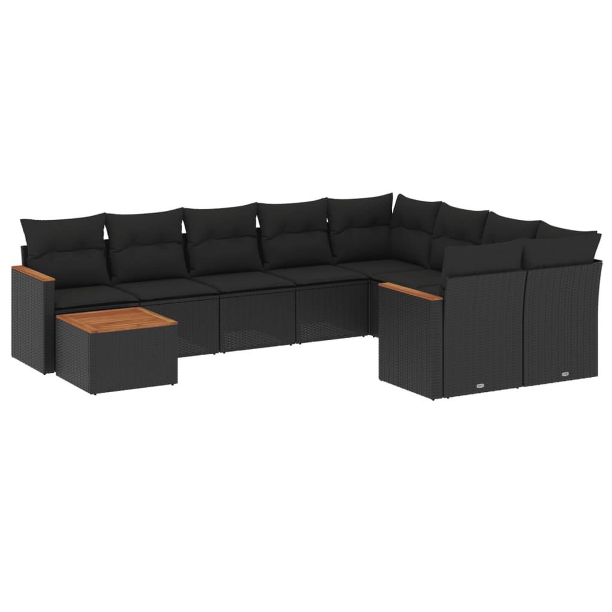 Voir la diapositive 2 : VIDAXL Salon de jardin 10 pcs avec coussins noir resine tressee