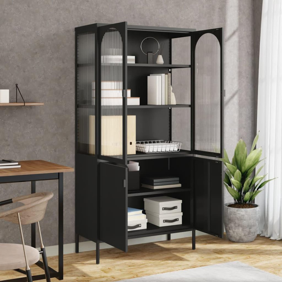VIDAXL Buffet haut noir 90x40x180 cm verre et acier
