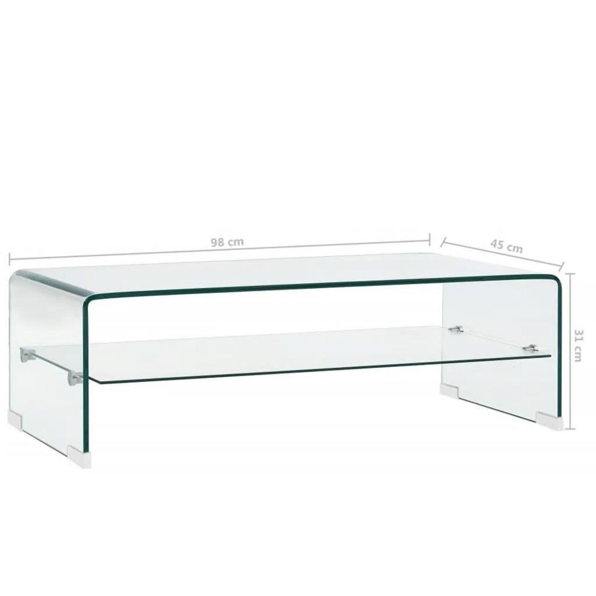 VIDAXL Table basse Clair 98x45x31 cm Verre trempe