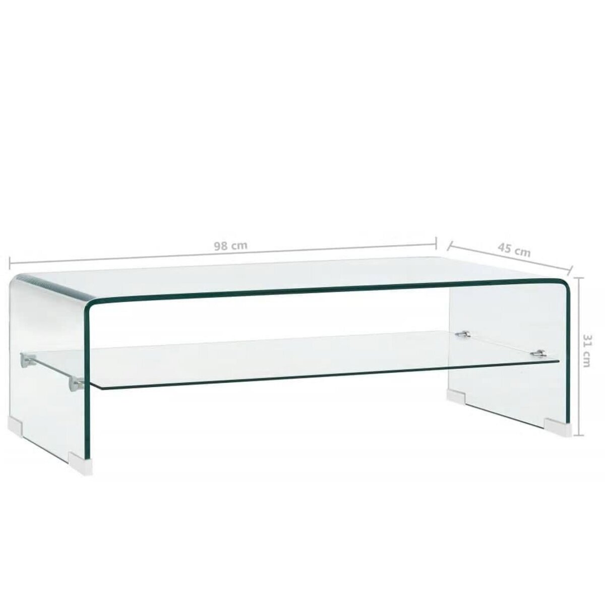VIDAXL Table basse Clair 98x45x31 cm Verre trempe
