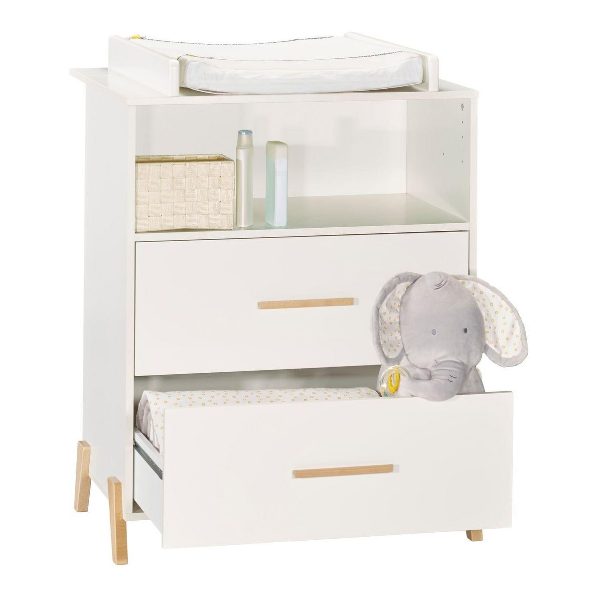 BABY PRICE Commode 2 Tiroirs et 1 Niche - JOY NATUREL