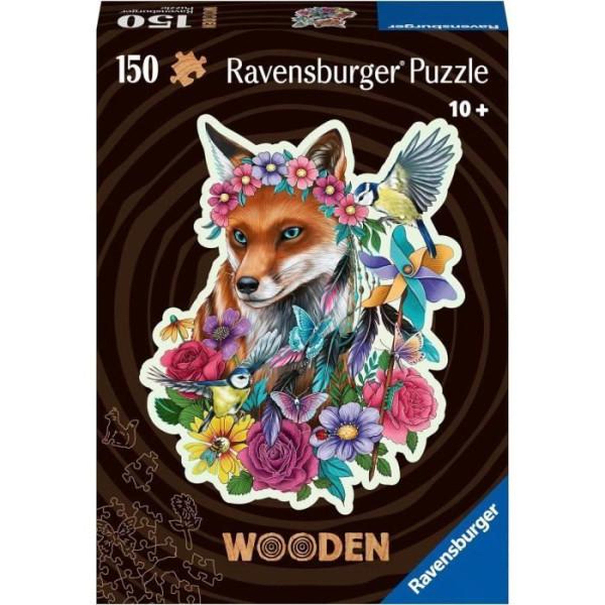 RAVENSBURGER Puzzle en bois renard coloré 150 pieces robustes et naturelles dont 15 figurines en bois (whimsies), qualité premium - pour en