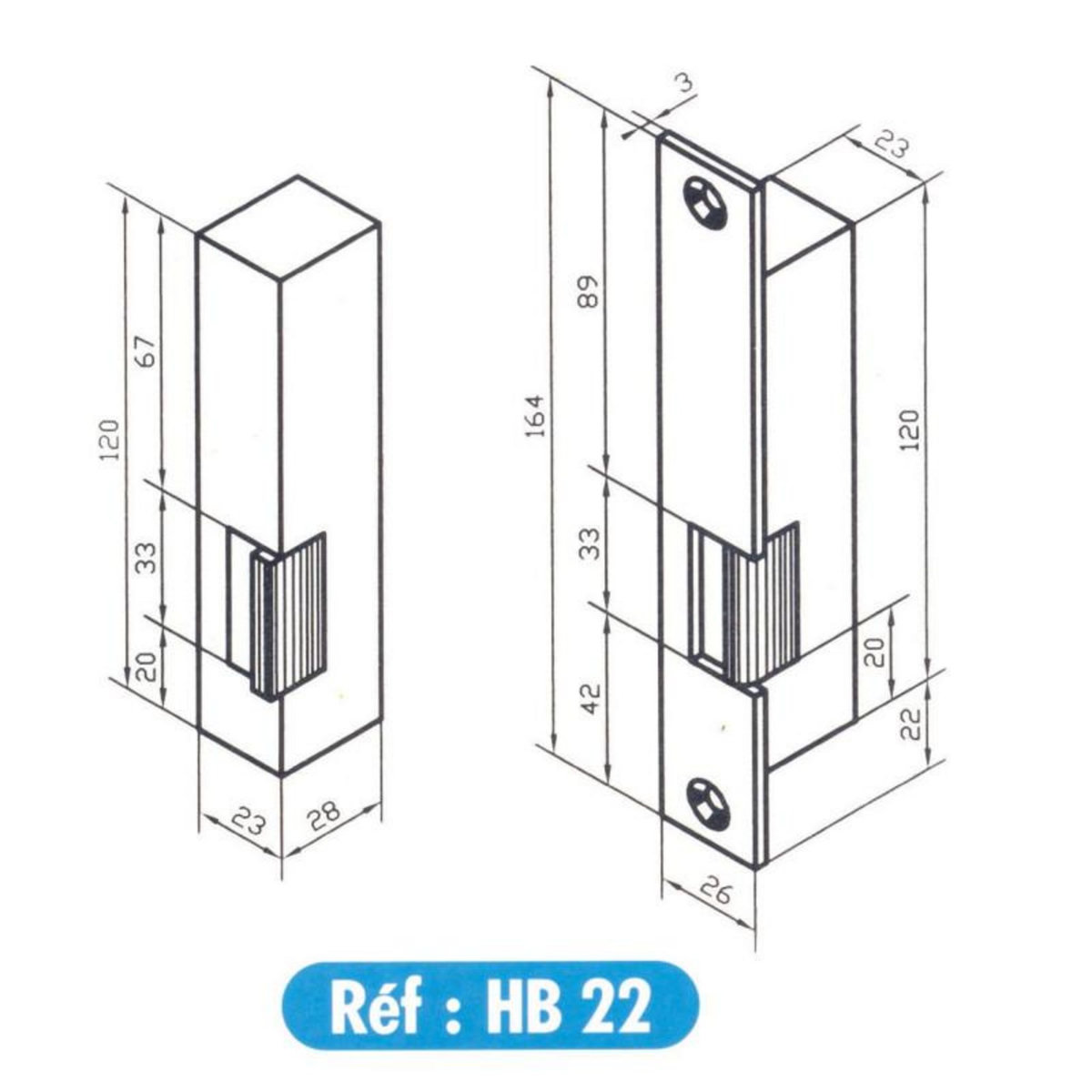 BEUGNOT Gâches électriques pour serrures à larder HB22 droite tirant BEUGNOT BE13311000