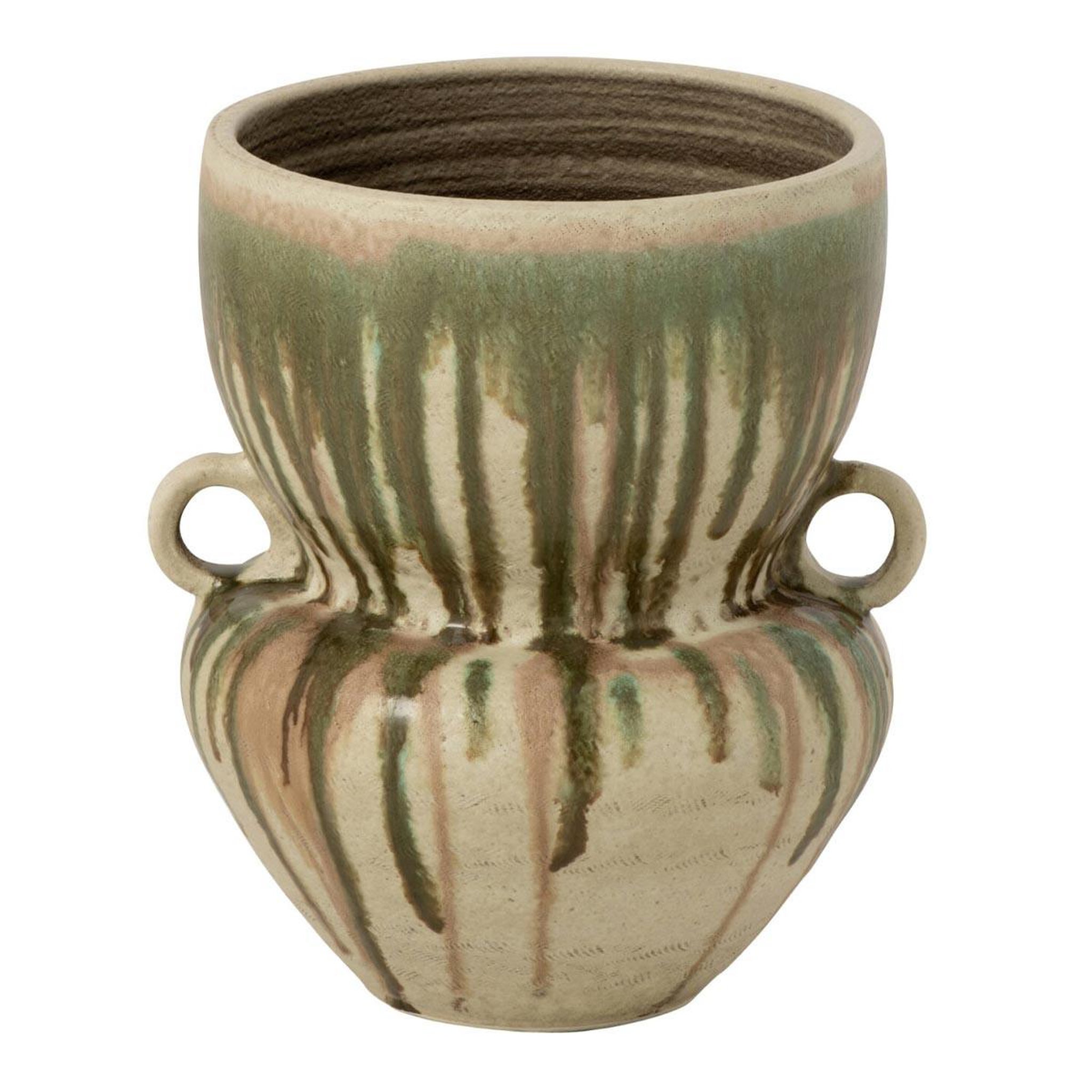 J-LINE Vase en céramique  oliveto  35cm beige & vert