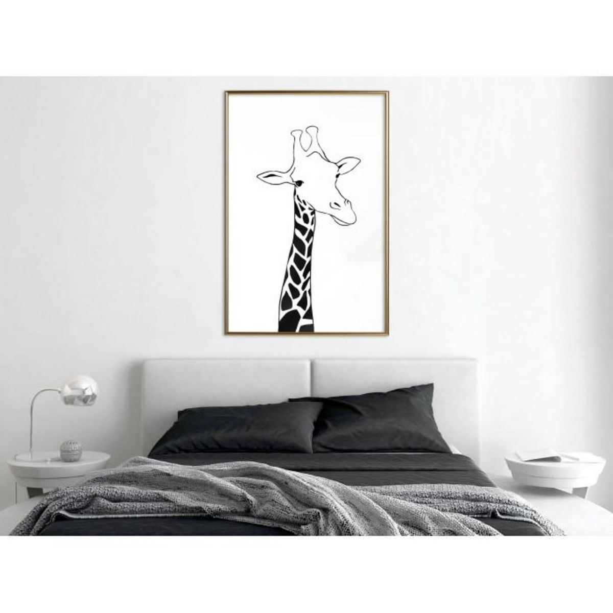 Paris Prix Affiche Murale Encadrée  Black and White Giraffe