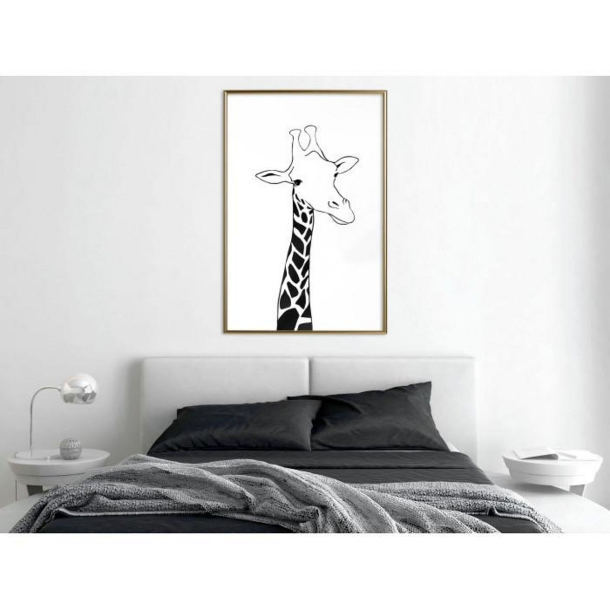 Paris Prix Affiche Murale Encadrée  Black and White Giraffe