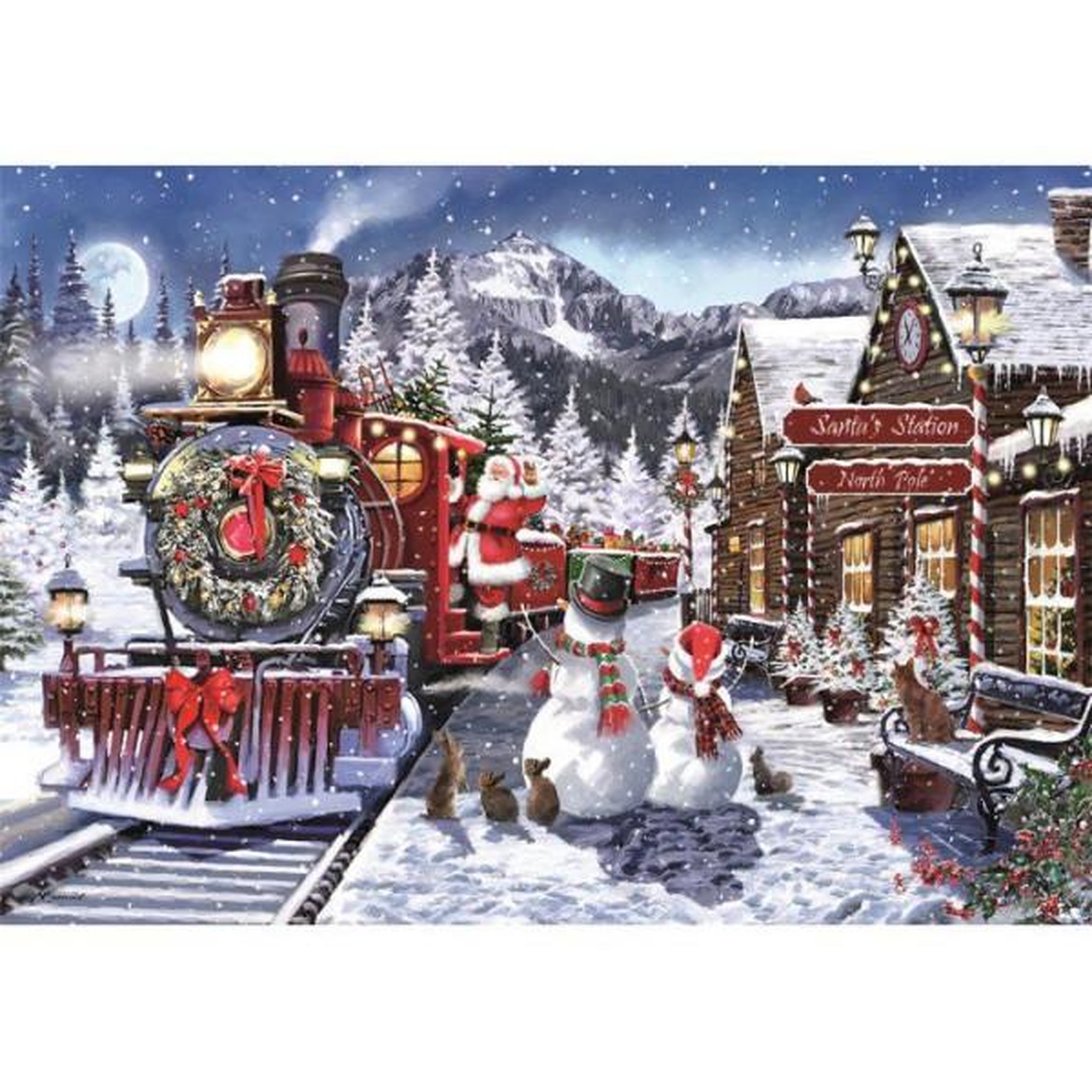 Voir la diapositive 2 : CLEMENTONI Puzzle 500 pieces - Train Station W/Snowman