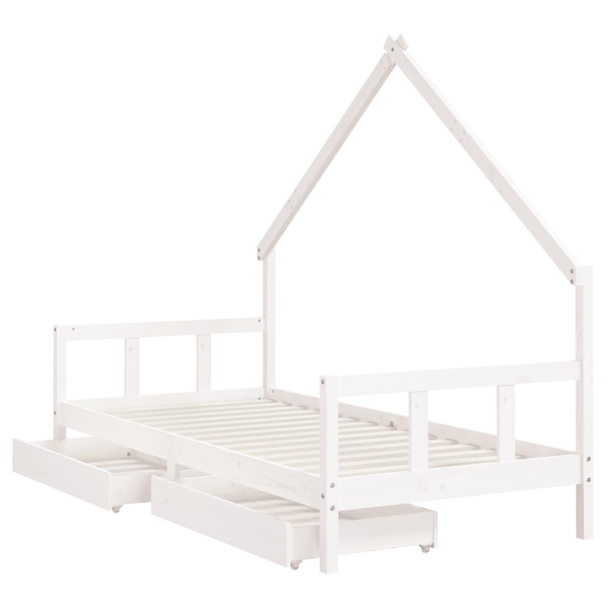 Voir la diapositive 4 : VIDAXL Cadre de lit enfant tiroirs blanc 90x200 cm bois de pin massif