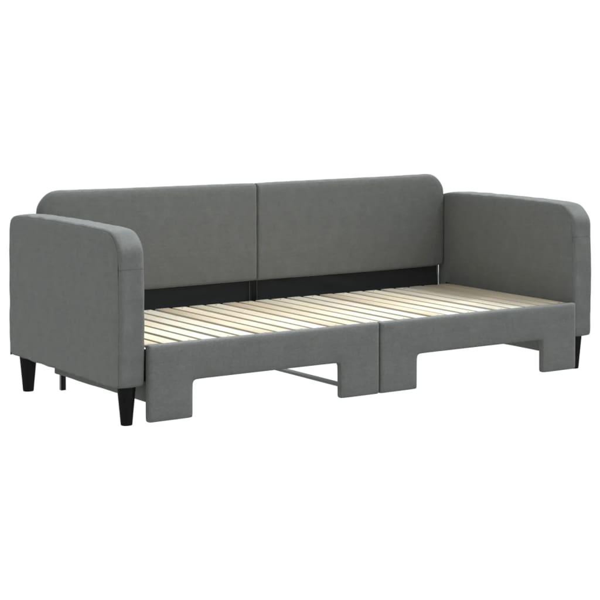 Voir la diapositive 3 : VIDAXL Lit de jour avec gigogne sans matelas gris fonce 80x200 cm