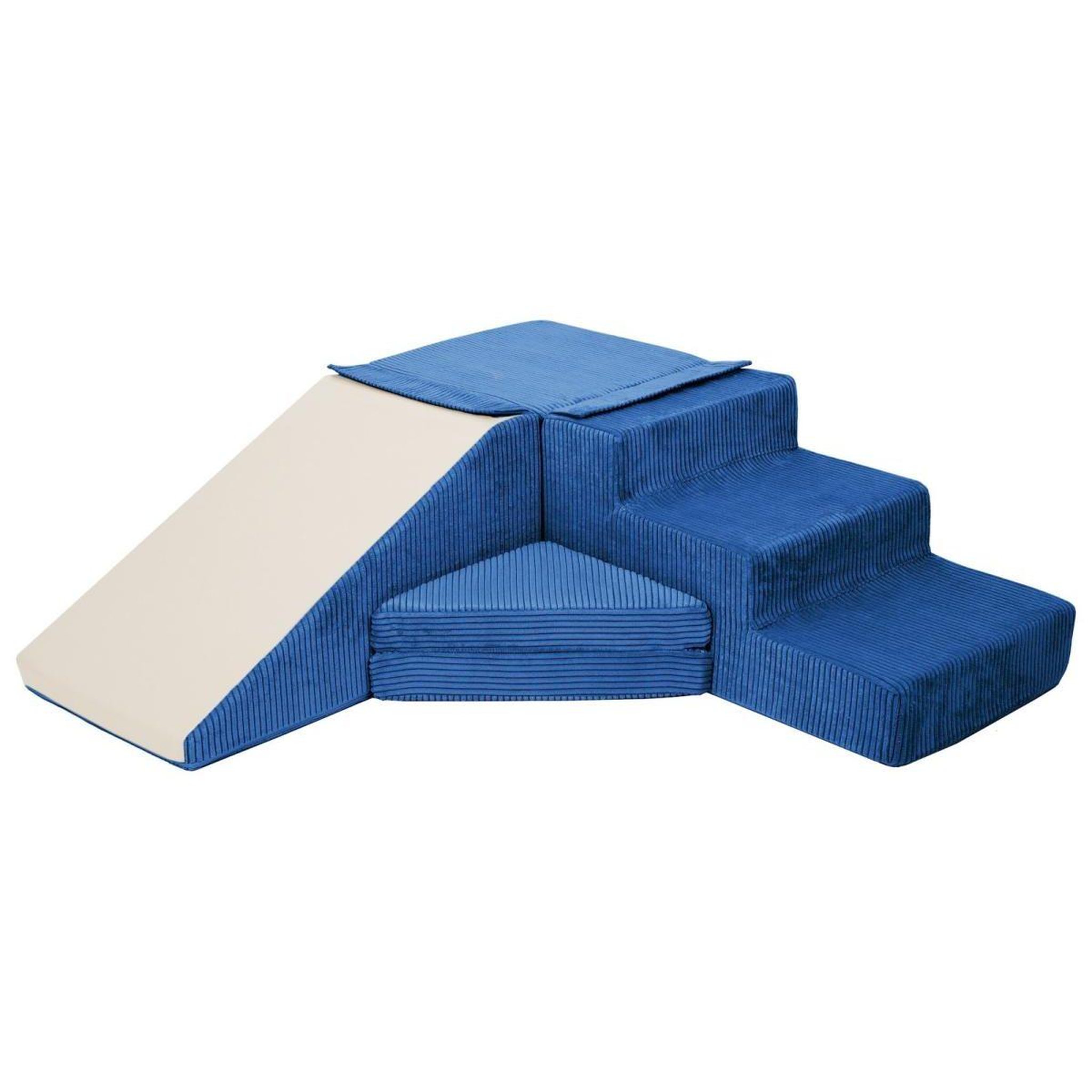 Voir la diapositive 3 : VELINDA Ensemble toboggan (4 grands blocs de mousse) — bleu marine (velours côtelé)