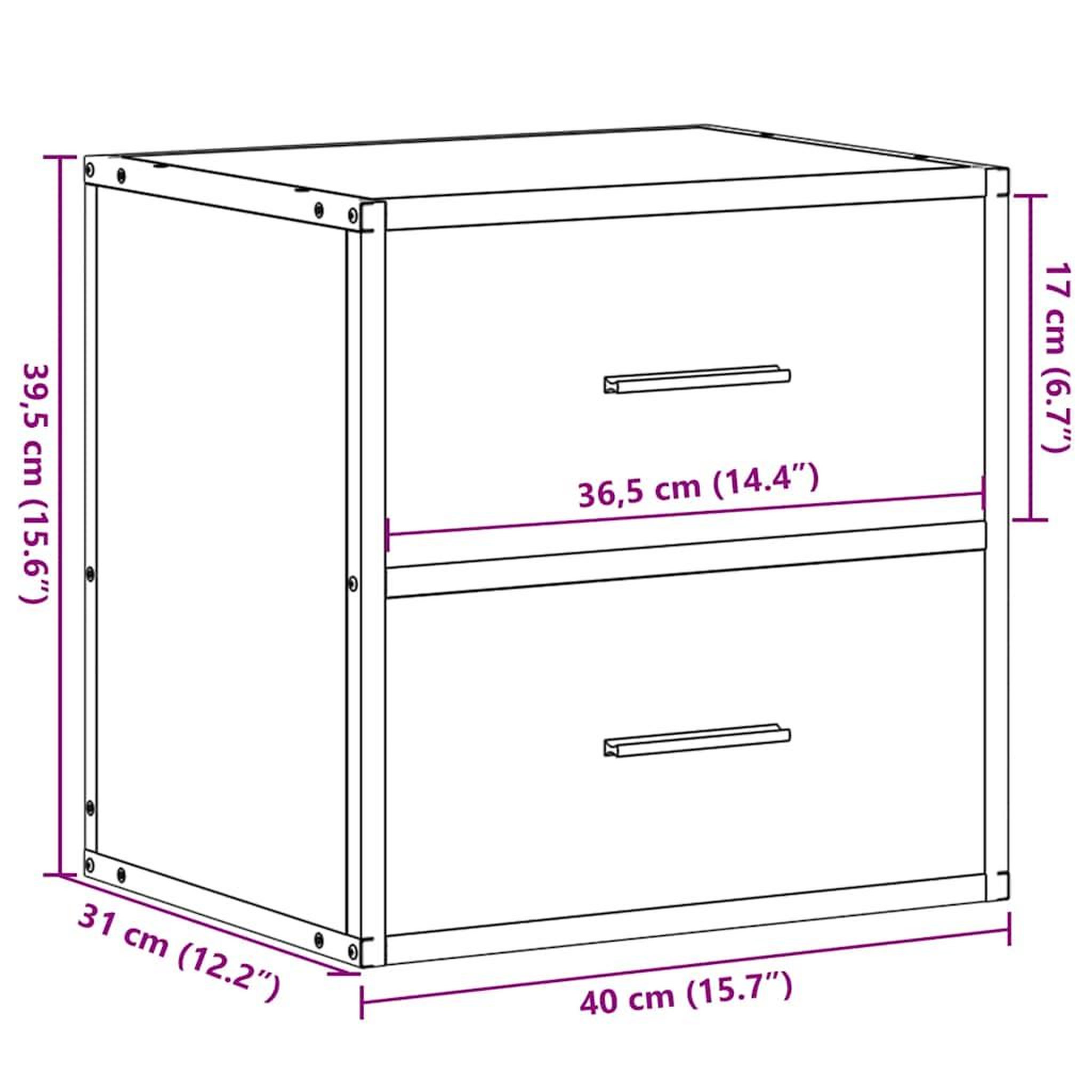Voir la diapositive 6 : VIDAXL Table de chevet murale noir 40x31x39,5 cm