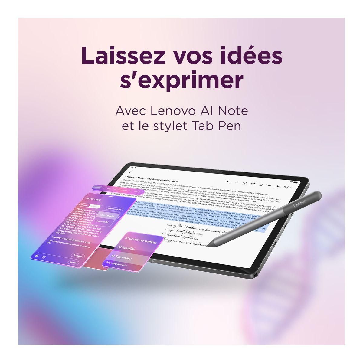 Lenovo Tablette Android Pack Idea Tab 128Go + Stylet + Earbuds