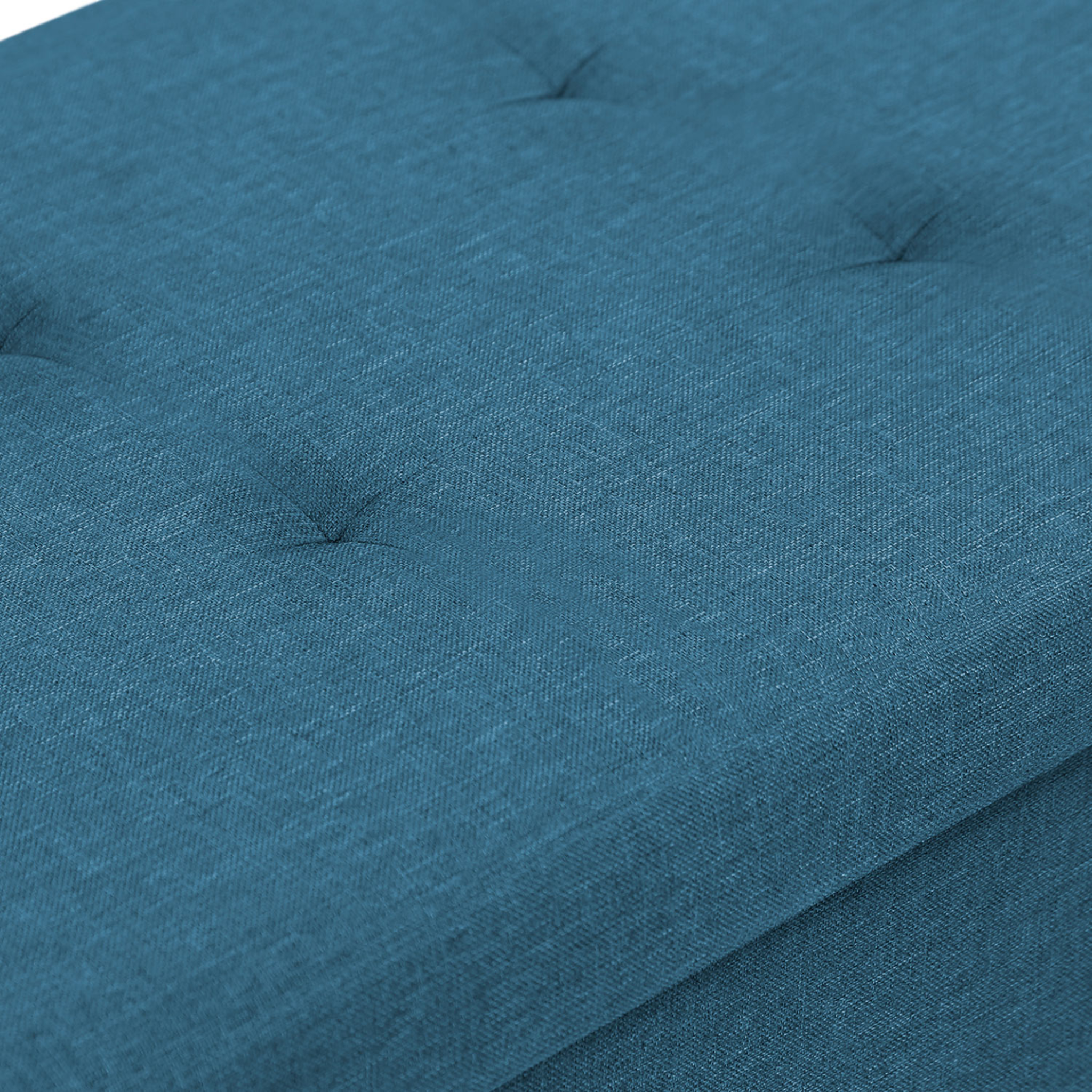 Voir la diapositive 3 : ID MARKET Banc coffre rangement sur pieds 76 cm tissu bleu canard