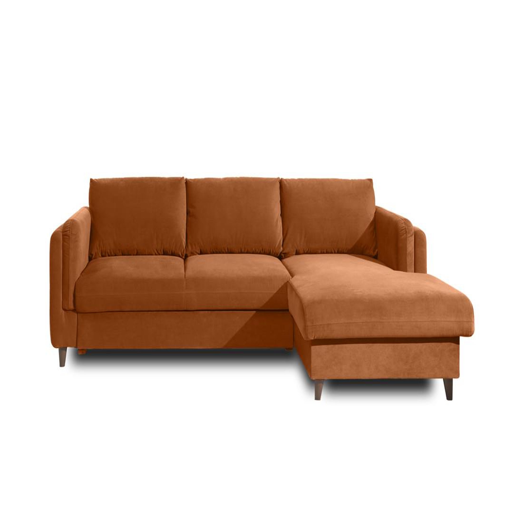 Voir la diapositive 1 : BEST MOBILIER Brooke - canapé d'angle droit - convertible avec coffre - 4 places - en velours
