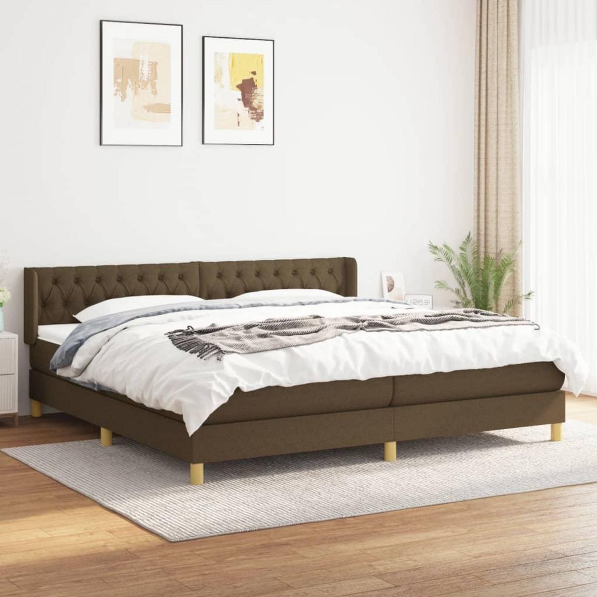 VIDAXL Sommier a lattes de lit avec matelas Marron fonce 200x200 cm