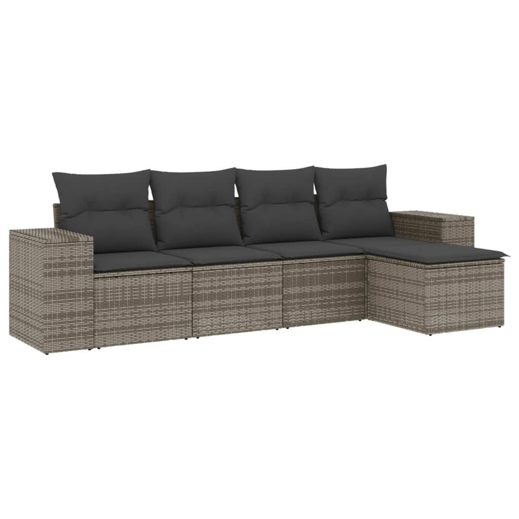 Voir la diapositive 2 : VIDAXL Salon de jardin 5 pcs avec coussins gris resine tressee