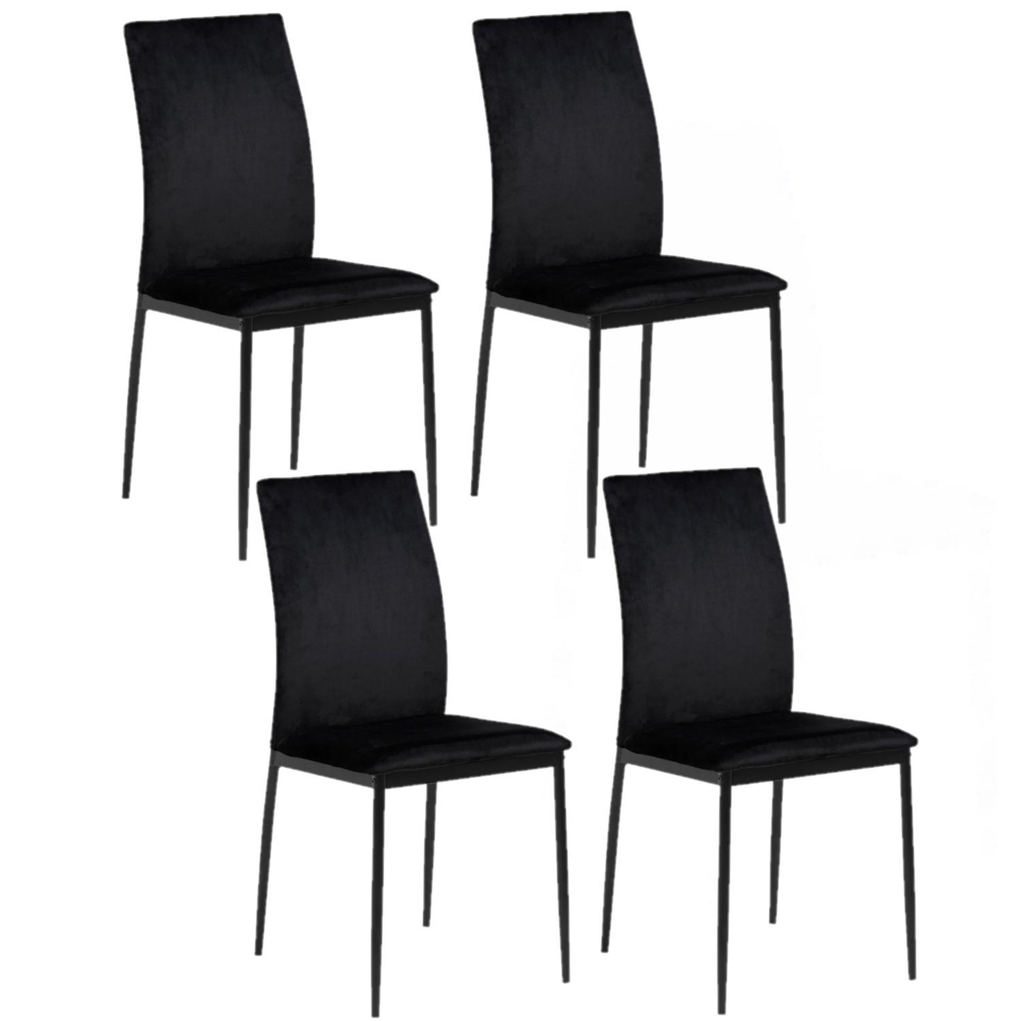 Voir la diapositive 1 : TOILINUX Lot de 4 Chaises de salle à manger Julia en tissu et métal