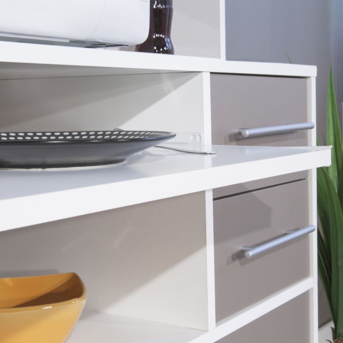 Desserte micro-ondes 3 portes 2 tiroirs PRACTICA