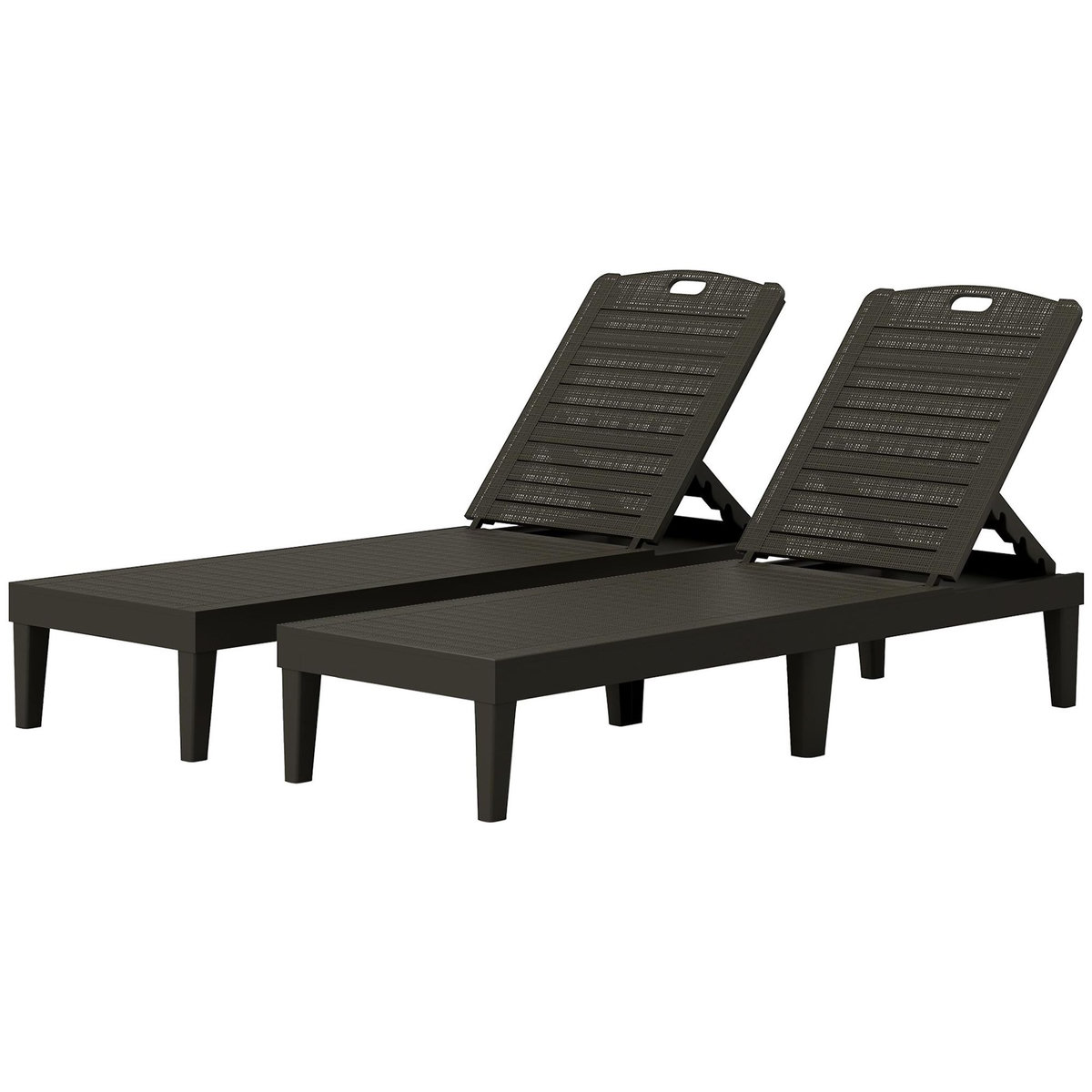 OUTSUNNY Lot de 2 bains de soleil dossier ajustable à 4 positions PP noir