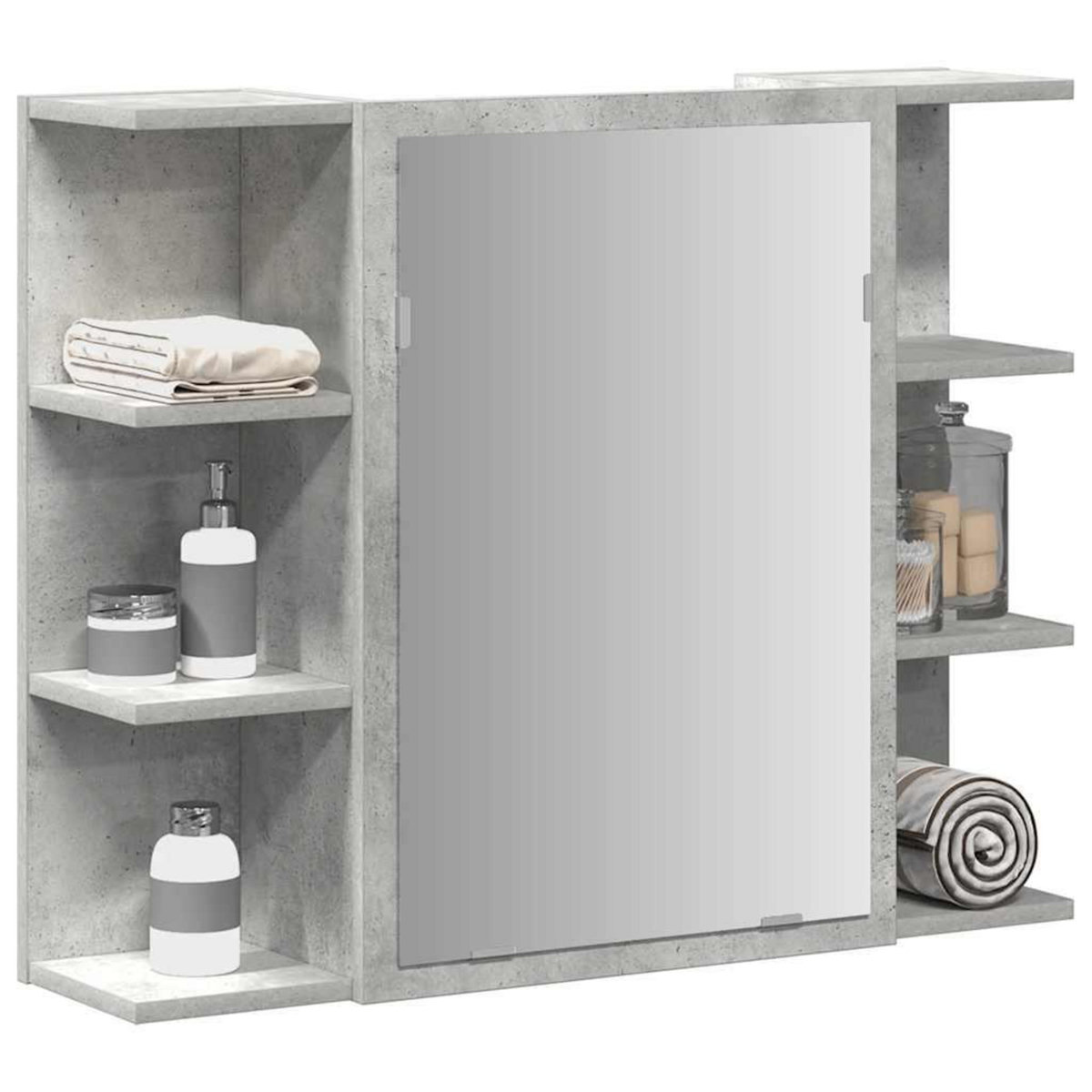 VIDAXL Armoire a miroir de bain Gris beton 80x20,5x64 cm Agglomere